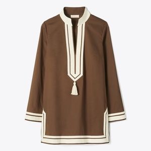 Tory Burch Tory Tunic Caftan Resort Swim Cover Up Brown Beach NWT ⛱️ HOST Pick